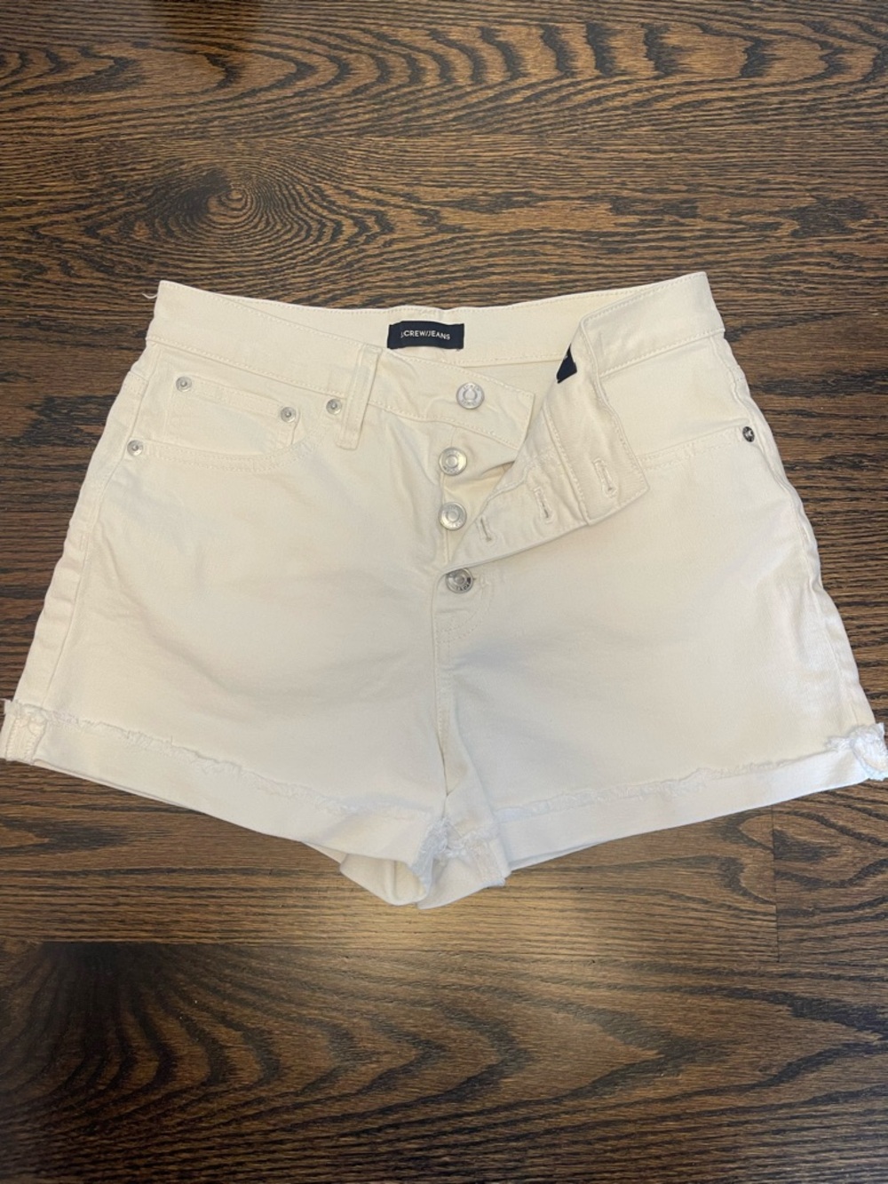 J. Crew White High-Rise Raw-Hem Denim Shorts